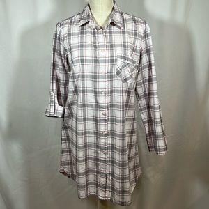 Victoria's Secret Pink and Gray Plaid Cotton Sleep Shirt